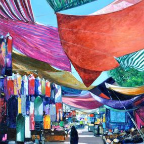 Painting, Morocco Bazaar, Emil Aziz